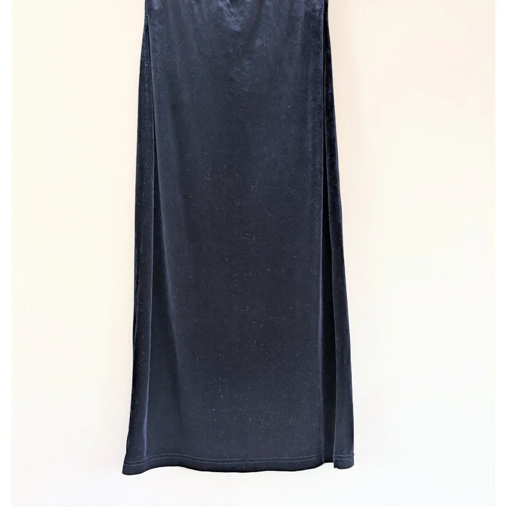 Velvet Maxi Skirt‎ Navy Blue Stretch Y2K Grunge Minimalist Gap Women's M Column